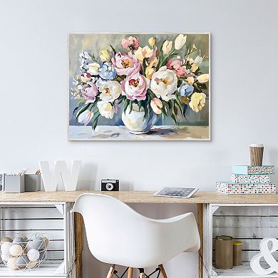 Masterpiece Pastel Bouquet 30" x 40" Framed Canvas Wall Art