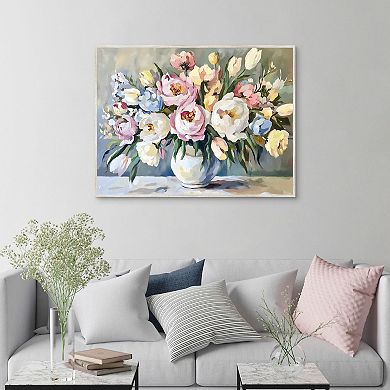 Masterpiece Pastel Bouquet 30" x 40" Framed Canvas Wall Art