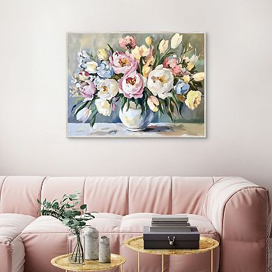 Masterpiece Pastel Bouquet 30" x 40" Framed Canvas Wall Art
