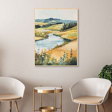 Masterpiece Peaceful River 30" x 40" Framed Canvas Art