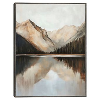 Masterpiece Rustic Mountain 30" x 40" Framed Canvas Art