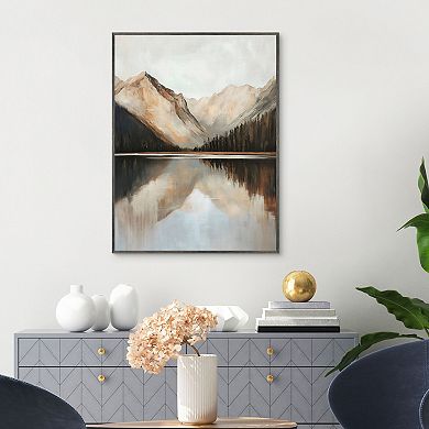 Masterpiece Rustic Mountain 30" x 40" Framed Canvas Art