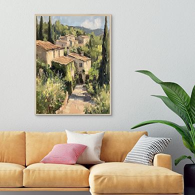 Masterpiece Textured Village30" x 40" Framed Canvas Art