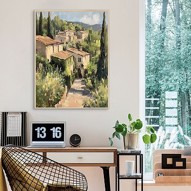 Masterpiece Textured Village30" x 40" Framed Canvas Art