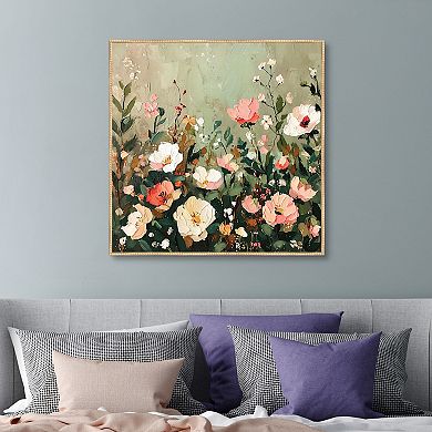 Masterpiece Floral Romance 35" x 35" Framed Canvas Art
