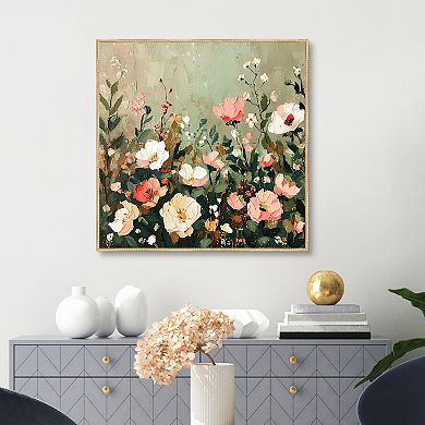 Masterpiece Floral Romance 35" x 35" Framed Canvas Art