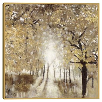 Masterpiece Golden Forest III 35" x 35" Framed Canvas Art