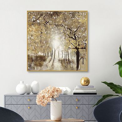 Masterpiece Golden Forest III 35" x 35" Framed Canvas Art
