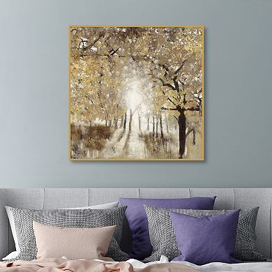 Masterpiece Golden Forest III 35" x 35" Framed Canvas Art