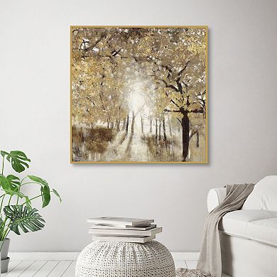 Masterpiece Golden Forest III 35" x 35" Framed Canvas Art