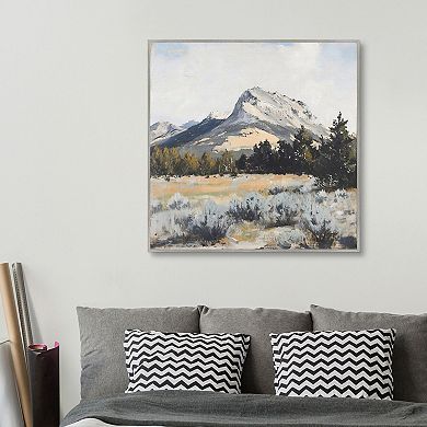 Masterpiece Desert Mountains 35" x 35" Framed Canvas Art