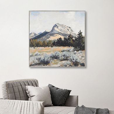 Masterpiece Desert Mountains 35" x 35" Framed Canvas Art