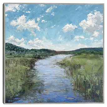 Masterpiece Winding Creek 35" x 35" Framed Canvas Art