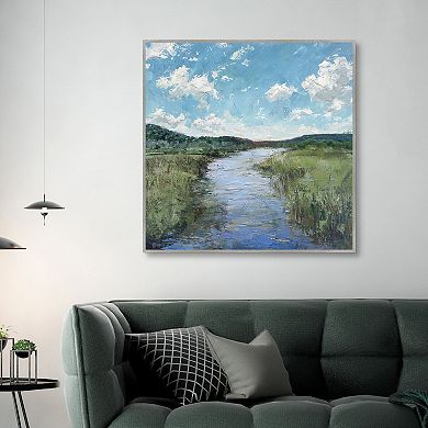 Masterpiece Winding Creek 35" x 35" Framed Canvas Art