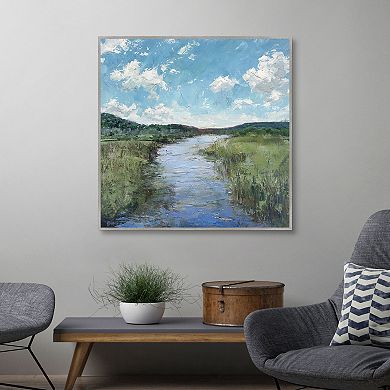 Masterpiece Winding Creek 35" x 35" Framed Canvas Art