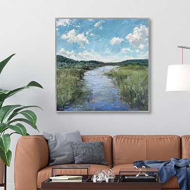 Masterpiece Winding Creek 35" x 35" Framed Canvas Art