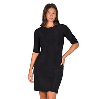 Petite 24Seven Comfort Apparel Elbow Length Sleeves Shimmer Bodycon Mini Party Dress
