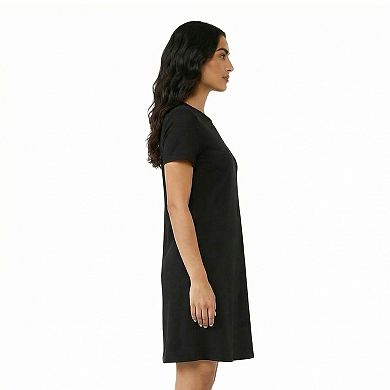 Petite 24Seven Comfort Apparel Short Sleeve Round Neck Mini Shift Dress
