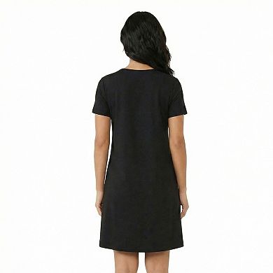 Petite 24Seven Comfort Apparel Short Sleeve Round Neck Mini Shift Dress