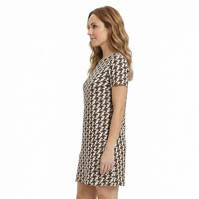 Petite 24Seven Comfort Apparel Short Sleeve Round Neck Mini Shift Dress