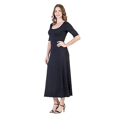 Petite 24Seven Comfort Apparel Casual Maxi Dress With Sleeves