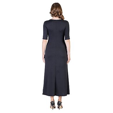 Petite 24Seven Comfort Apparel Casual Maxi Dress With Sleeves