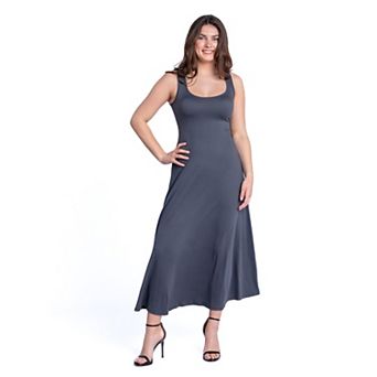 Petite 24Seven Comfort Apparel Slim Fit A-Line Sleeveless Maxi Dress