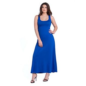 Petite 24Seven Comfort Apparel Slim Fit A-Line Sleeveless Maxi Dress