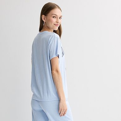 Juniors' Disney's Angel & Stitch Graphic Relaxed Fit Graphic Tee