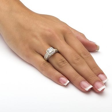 1.35 TCW Princess-Cut Cubic Zirconia Two-Piece Bridal Set Gold-Plated