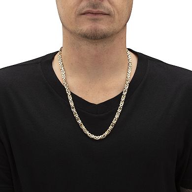 Men's Byzantine-Link Gold Ion-Plated Stainless Steel Set 24" & 9" Lengths