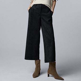 Women's Simply Vera Vera Wang Mid-Rise Suede Wide Leg Cropped Trousers