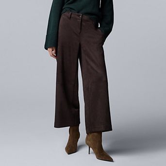Women's Simply Vera Vera Wang Mid-Rise Suede Wide Leg Cropped Trousers