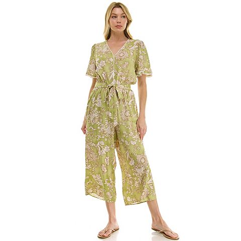 Женские комбинезоны Luxology Women's Luxology V-Front Tie Waist Jumpsuit
