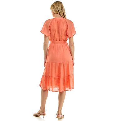 Women's Luxology Trimmed Tiered Midi Dress