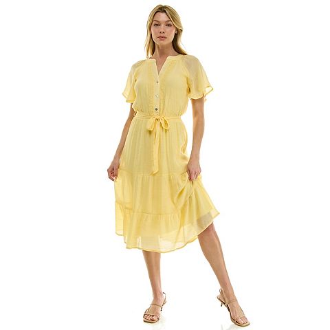Женские платья Luxology Women's Luxology Trimmed Tiered Midi Dress