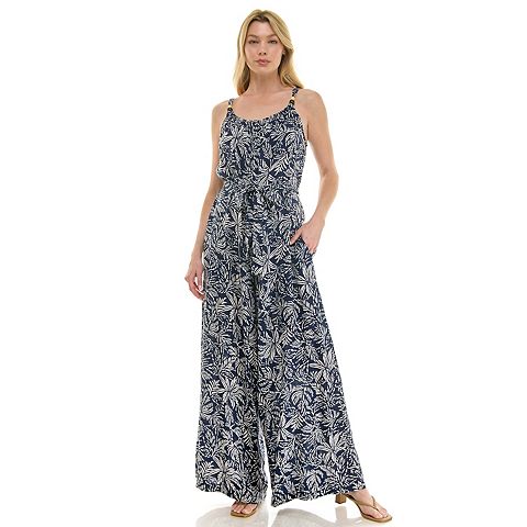 Женские комбинезоны Luxology Women's Luxology Tie Waist Beaded Straps Jumpsuit