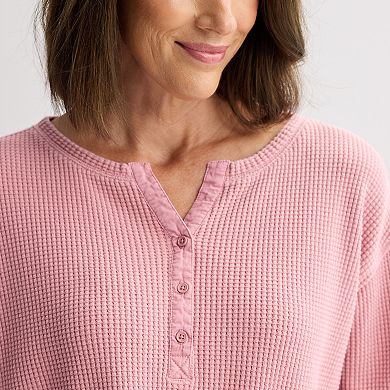 Women's Farmers Market Waffle Long Sleeve Top