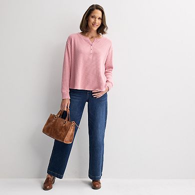 Women's Farmers Market Waffle Long Sleeve Top