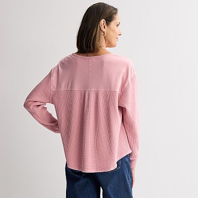 Women's Farmers Market Waffle Long Sleeve Top