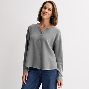 Women's Farmers Market Waffle Long Sleeve Top