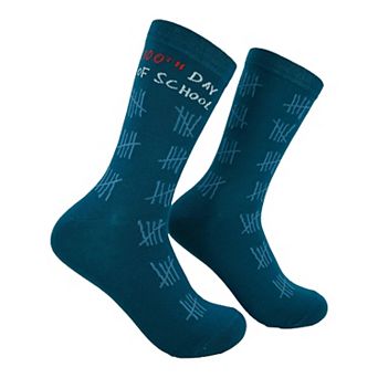 100th Day Of School Socks Funny Sarcastic Student Graphic Novelty Footwear for Ladies