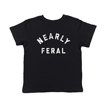Toddler Nearly Feral T Shirt Funny Untamed Wild Animal Joke Tee for Young Kids