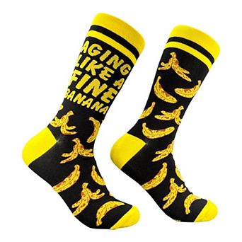 Aging Like A Fine Banana Socks Funny Sarcastic Food Graphic Novelty Footwear For Men