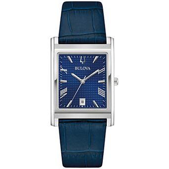 Bulova Men's Stainless Steel Leather Strap Watch - 96B442