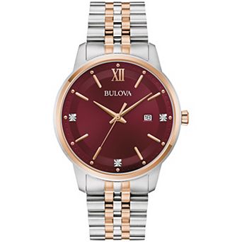 Bulova Men's Stainless Steel Two-Tone Bracelet Watch with Diamond Accent Dial - 98D191