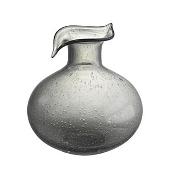 HomeRoots 9" Light Gray Bubble Glass Round Table Vase