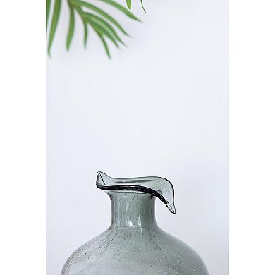 HomeRoots 9" Light Gray Bubble Glass Round Table Vase