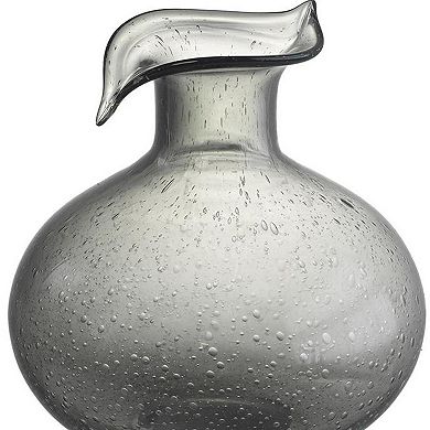 HomeRoots 9" Light Gray Bubble Glass Round Table Vase