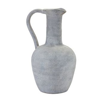 HomeRoots 12" Gray Resin Round Pitcher Vase